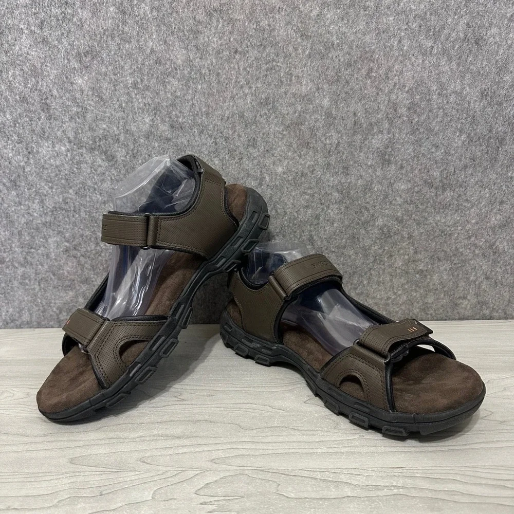 Skechers Louden Sandals Mens 13 Brown Relaxed Fit Memory‎ Foam Strappy